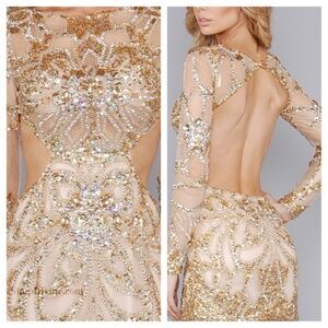 Jovani Size 0 Gold beaded Dress NEW